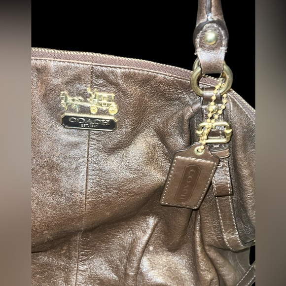 COACH Madison Sophia Chocolate Brown Hobo Purse with Bag cover - Picture 7 of 13